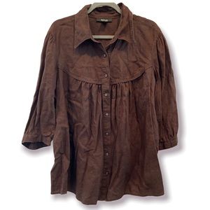 Style & Co. Linen Button Down Boho Babydoll Top